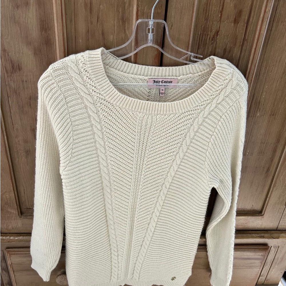 EUC Juicy Couture fisherman’s style sweater in off white
